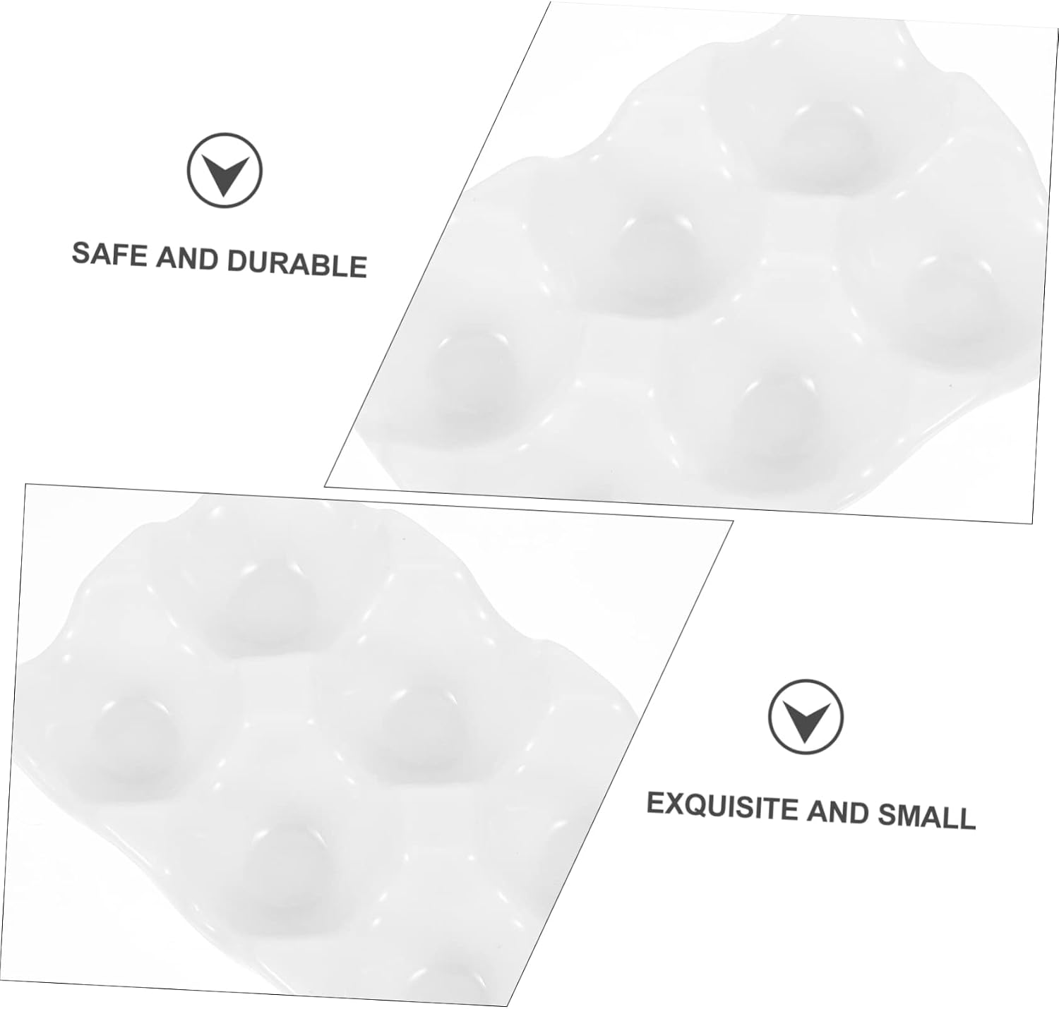 Mikinona Ceramic Egg Holder with Slots Elegant Reusable Egg Tray for Boiled Appetizers Matte Frosted White Design for Kitchen Storage Serving