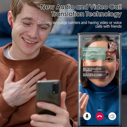 Image of Ai Translation Earbuds Real Time No Subscription,164 Languages Translator Earbuds with 6 Translation Modes, Audio and Video Calls Translator Headphones,Audifonos Traductores Ingles Espanol,Deep Red