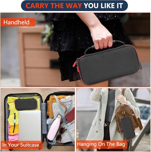 Image of Asthma Inhaler Case, Portable Nebulizer Travel-Ready Organizer with Mesh Pocket, Double Zippers, Silicone Handle, for Kids and Adults, Stylish Black - Case Only