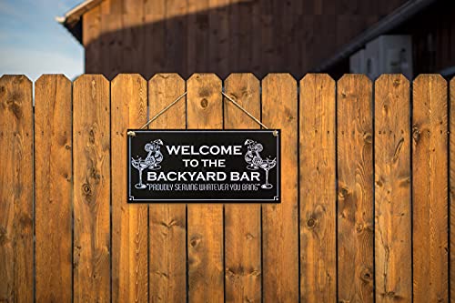 Carispibet Welcome To The Backyard Bar Home Signs Outdoor Signs Porch Decorative Plaques Kitchen Signs 6" X 12" #TOP3