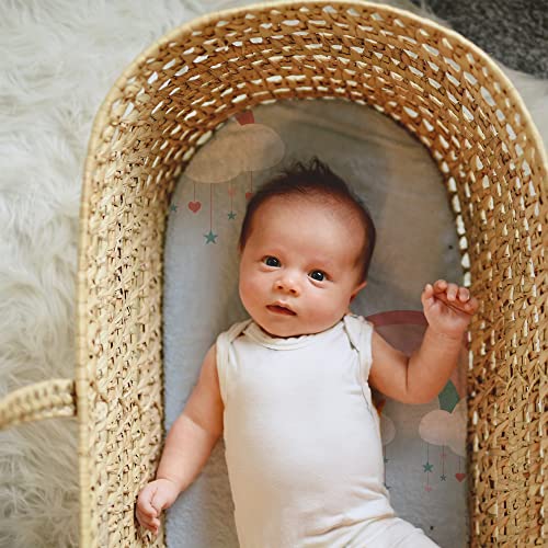 Image of JumpOff Jo - 2-Pack Hypoallergenic Fitted Bassinet Sheet for Baby Boys & Girls - Rectangular, Hourglass & Oval Crib Compatible, Soft, Breathable, Machine Washable