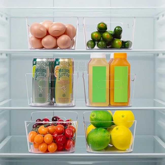 Tiawudi Set of 8 Clear Plastic Storage Bins, 2 Extra Large and 6 Small Storage Containers for Pantry Organization, Multi-Use Organizer Bins for Home, Kitchen, Cabinet, Bathroom, Fridge & Freezer