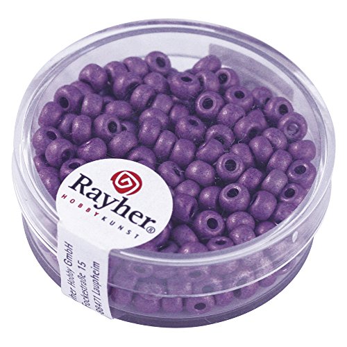Rayher 14316314 métallisé rocailles, mat, 4 mm ø, boîte 17 g, violet