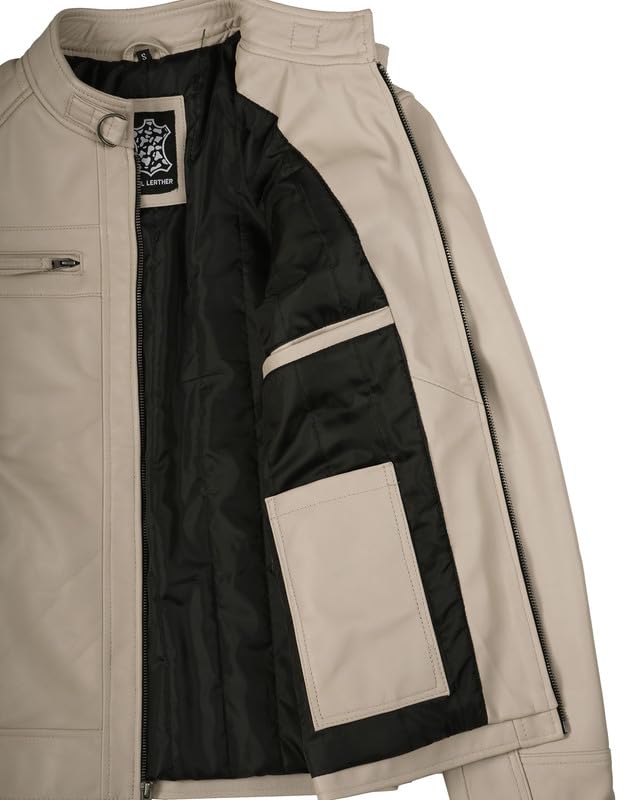 Image of Decrum Leather Jacket Men - Cafe Racer Style Real Lambskin Leather Jackets For Men