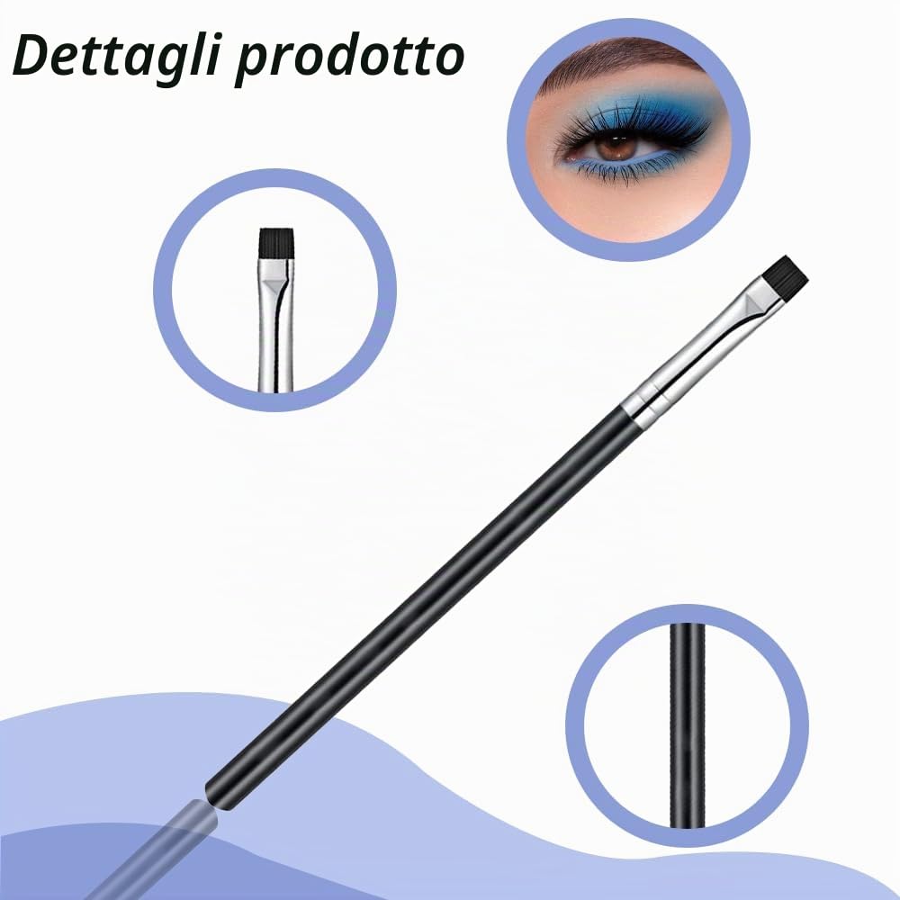 Pennelli per Sopracciglia, Pennello per Eyeliner, Pennello per Eyeliner Piatto, Pennello da Trucco, per Occhi, Sopracciglia, Ombretto, Labbra