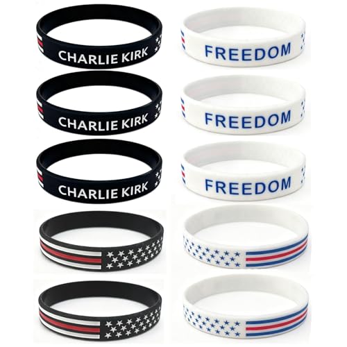 XronSlute 10 Pack Charlie Kirk Freedom Merch A Ture Patriot Pray Bracelets ShootingHero Justice USA Flag For Men And Women Charlie Kirk Merchandise Apparel Wristband
