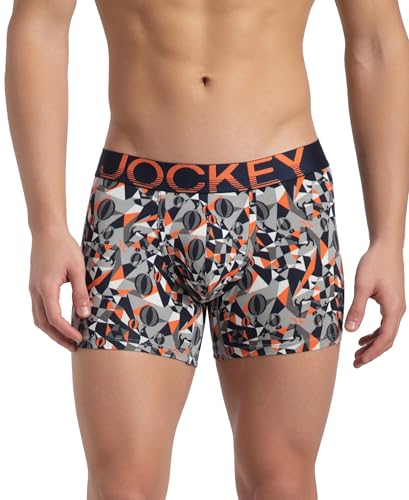 Image of Jockey FP23 Men Super Combed Cotton Elastane Stretch Printed Trunk with Ultrasoft Waistband (Prints May Vary)