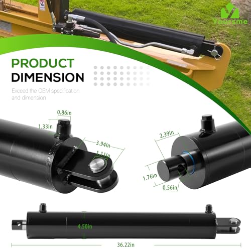 Image of 4x24 Log Splitter Hydraulic Cylinder 4 inch Bore 24 inch Stroke 1.75 inch Rod 3500 PSI, Heavy-Duty Double Acting Universal Use on 22-25 Ton Horizontal /Vertical Log Splitters