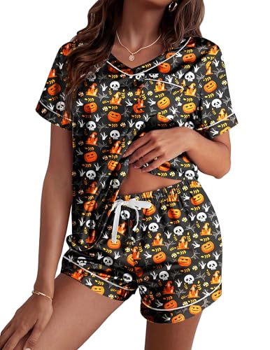 Image of Ekouaer Silk Pajama for Women Short Sleeve Satin Pj Set Two Piece Soft Sleepwear Loungewear S-XXL