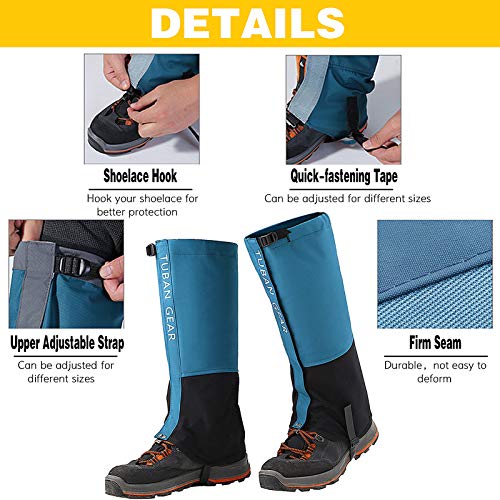 DECDEAL Polainas de perna Polainas de bota de neve ajustáveis à prova d'água anti-rasgo para caminh