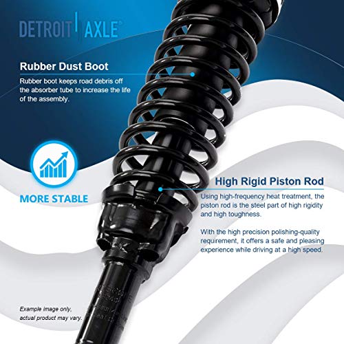 Image of Detroit Axle - 2 Rear Ready Struts for 1996-2000 Honda Civic 1997-2000 EL, Complete Struts & Coil Spring Assembly 1998 1999 Replacement Quick Install Ready Struts Shocks