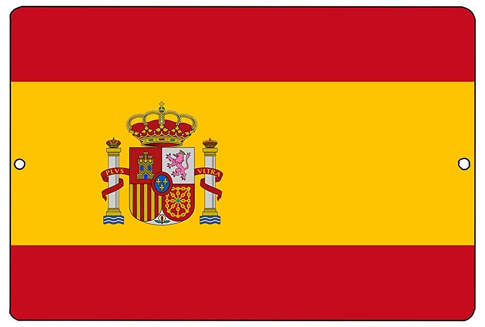 New Tin Sign Spain Flag Metal Tin Sign Wall Decor Man Cave Bar Spanish for Outdoor & Indoor 8"x6"