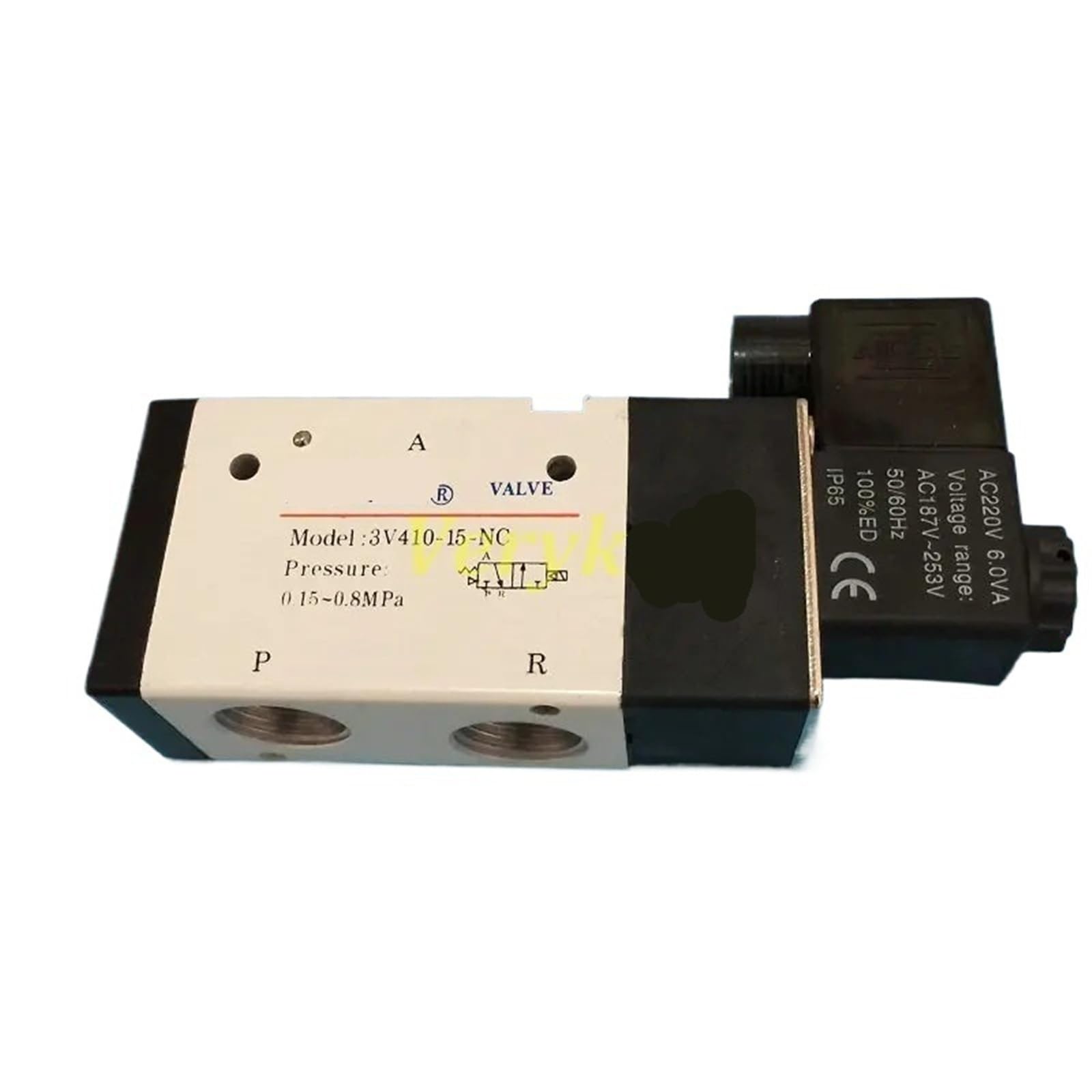 Pneumatisches 3-Wege-Luftmagnetventil 1/4 Zoll BSP 3V210-08 24 V DC 12 V 110 V AC 220 V 3V110-06 3V310-10 3V410-15 3/2(Royal Blue)
