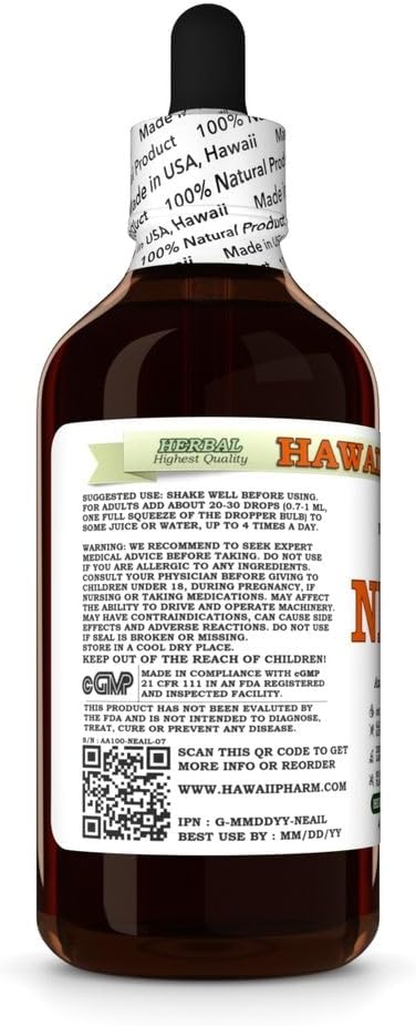 Hawaii Pharm Neem Alcohol-Free Liquid Extract, Professional Grade, Small Batch Neem (Azadirachta Indica) Dried Leaf Glycerite 4 oz