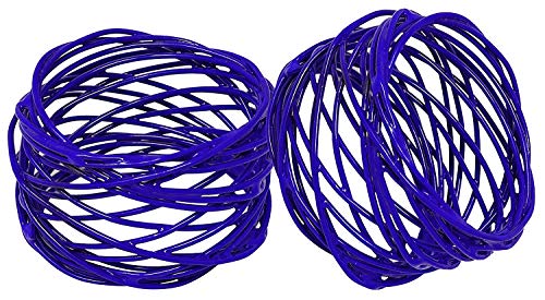 Image of SKAVIJ Handmade Twisted Wire Mesh Napkin Rings Holders Decor Dinner Party Wedding Thanksgiving Christmas Gathering (Blue 4pcs)
