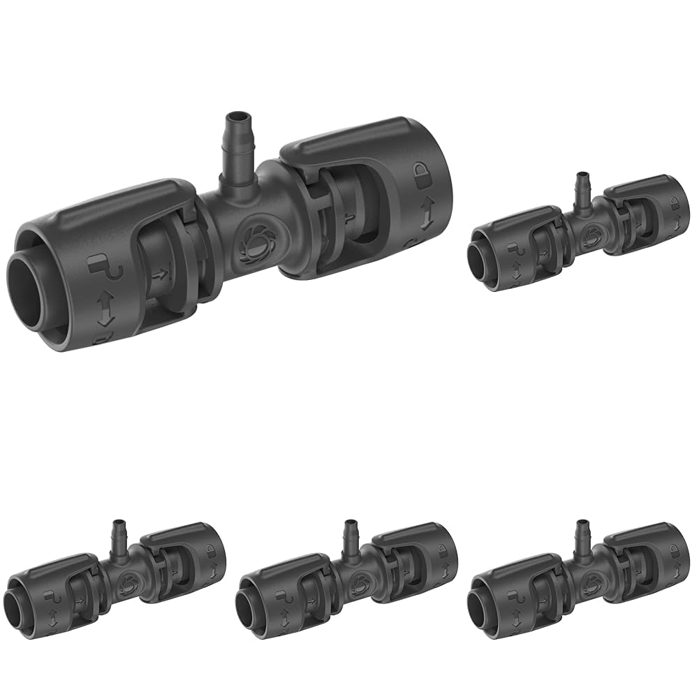Gardena Micro-Drip-System Raccordo di riduzione a T: pratico raccordo a T per passare da un tubo da 13 mm a uno da 4,6 mm, tecnica di collegamento Quick & Easy, riutilizzabile (13204-20)