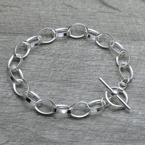Sterling Silver Charm Bracelet with Toggle Clasp2