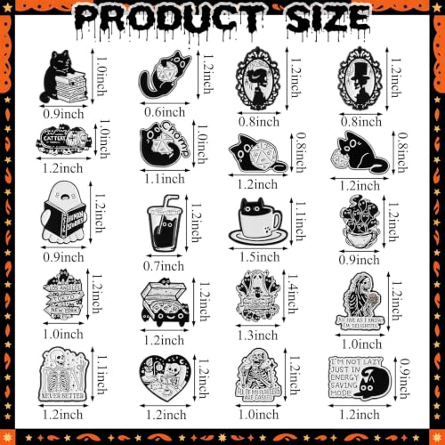 Image of Sasylvia 20 Pcs Halloween Pins Skull Spooky Skeleton Horror Dark Goth Ghost Brooch Pins for Women Men Bag Jacket Backpack Hat Pant Clothes Accessories