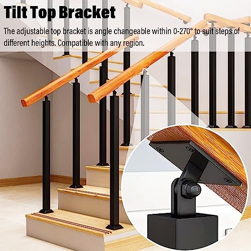 Poteau de rampe en fer forgé noir de 95 cm pour une balustrade élégante et sécurisée