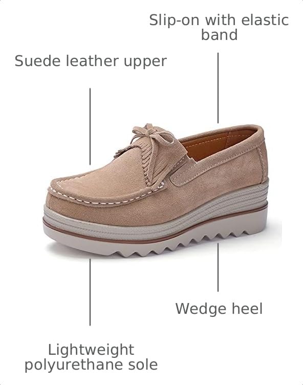 Image of YING LAN Women's Suede Platform Wedge Slip On Loafers Shoes