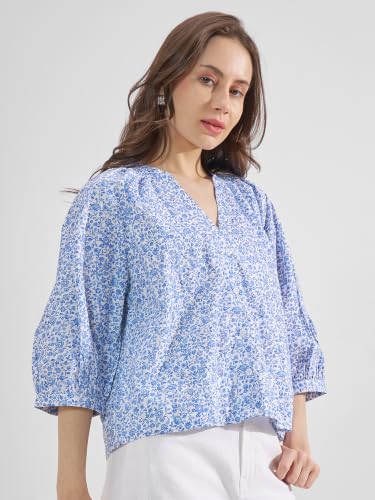 Image of Tokyo Talkies Women Tops for Woman|Women Oversized Fit Crop Top Shirt|Comfortable Premium Korean Button Down | Workwear Top for Office & Casual Outfit