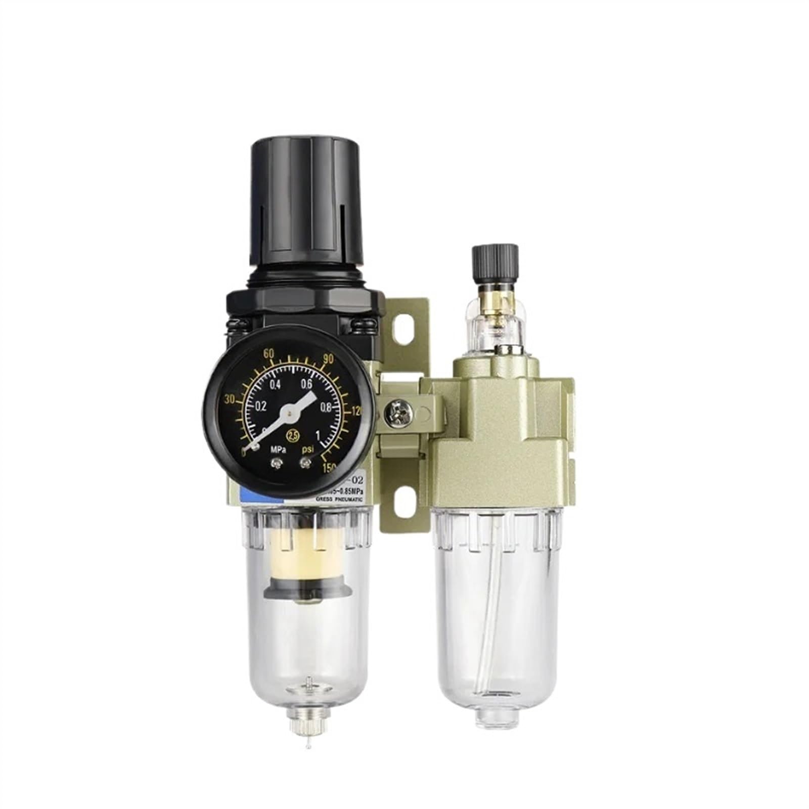 AYNRJKKX AC2010-02 Compressor Air Filter Pressure Regulator Trap Pneumatic Oil Water Separator Pump Manual Drainage(AC2010-02 w PC16)