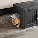 KFY Cat Litter Box Enclosure Resin Hidden Cat Litter Box Furniture Multi Functional Three Door Spacious Odorless Waterproof UV Resistant Durable Indoor Outdoor Use(Black, 46.93''L×17.64''W×17.87''H)