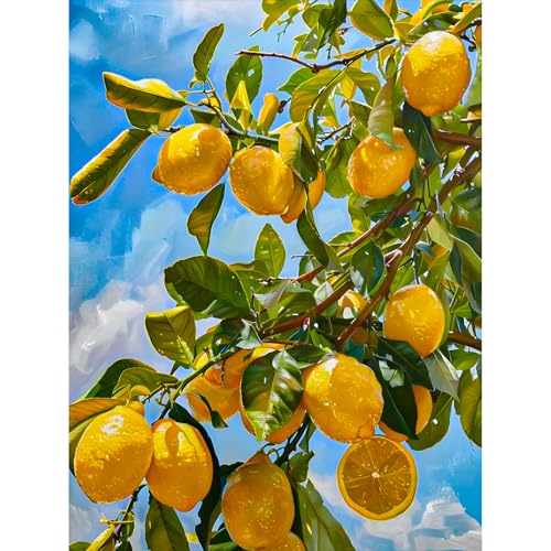 KEYIFA Limone Albero Dipingere con i Numeri per Adulti, Painting by Numbers Kit con Pennelli e Acrilico Pigmento, Fai da te Olio La Pittura di Numeri Kit, Decora la Casa 30x40cm