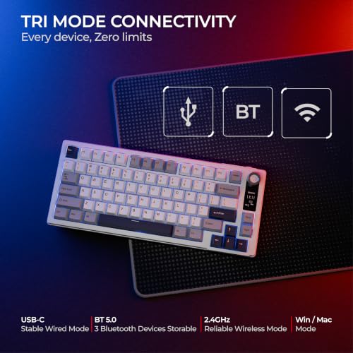 Image of Havoc 75% Wireless Mechanical Gaming Keyboard | Hot-Swap | Gasket Mount | Built in Display | 4000mAh Battery | Sound Dampening | Pre-Lubed Linear Switches | PBT Keycaps | RGB Backlit