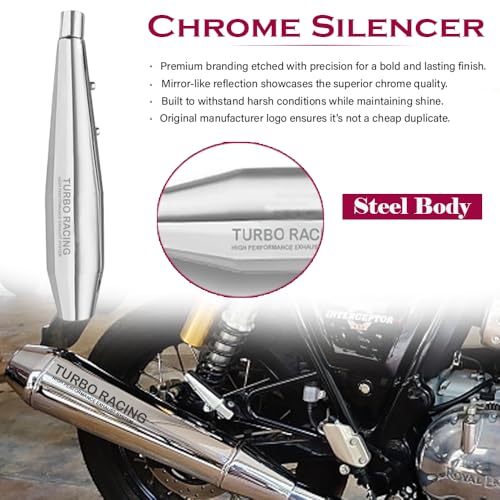 Image of Turbo Racing Exhaust Silencer for Royal Enfield Continental GT 650 | Chrome Finish | High Performance, Deep Sound, Durable (Set of 2)