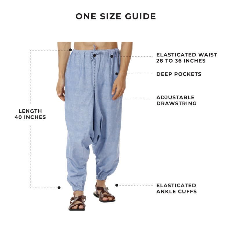 Aatman Men Regular Low Rise One Size Eco-Friendly Cotton Harem Pants Pack of 2 | Fits Waist Size 28 to 36 Inches_at41at48., Purple 1