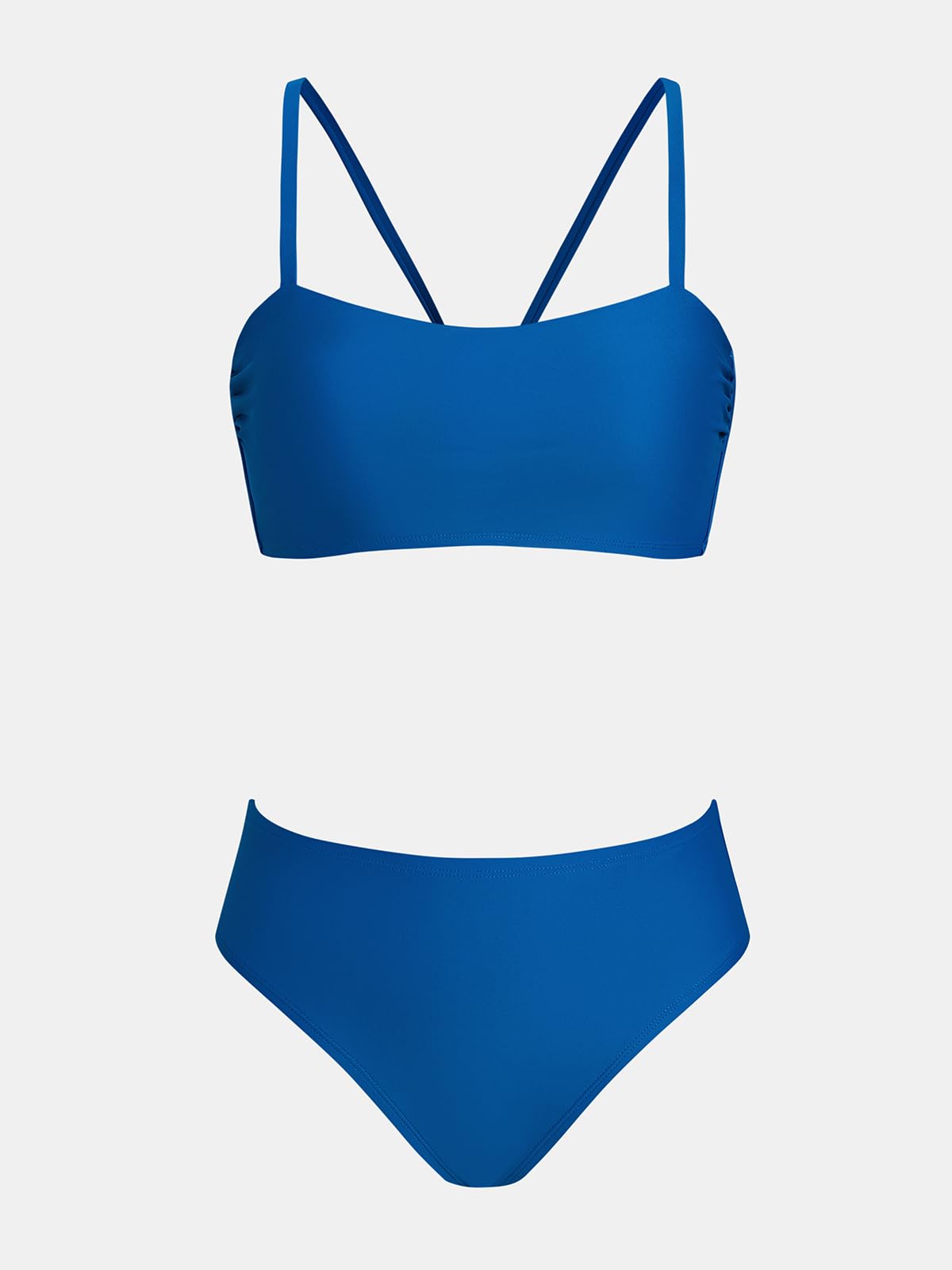 CUPSHE Conjunto de bikini de corte alto con lazo desmontable correas cruzadas espalda traje de baño de dos piezas