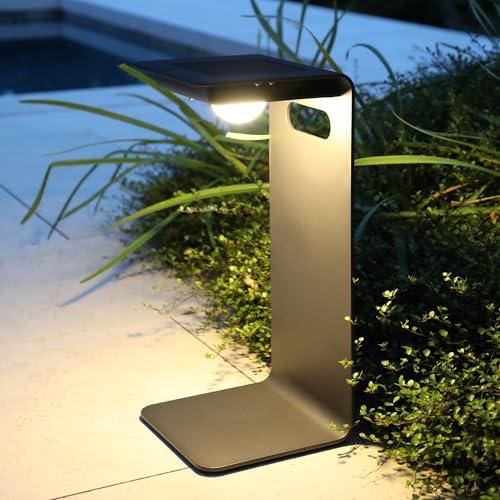 SkyeSong Outdoor Floor Lamp,Solar Lights Outdoor,Solar Lanterns Outdoor Waterproof IP65,4000mAh Li-ion Battery Smart Lamp,Outdoor Lantern for Backyard Decor,Table Lamp for Patio Decor,Black Lamp,XL