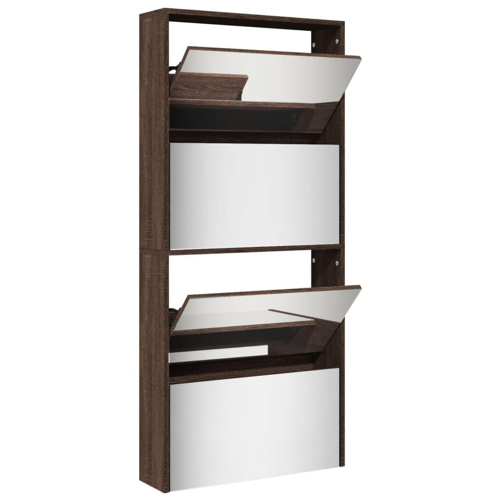 Scarpiera alta stretta con 4 cassetti a specchio, elegante, per corridoio, salvaspazio, credenza moderna a specchio, 63 x 17 x 134 cm
