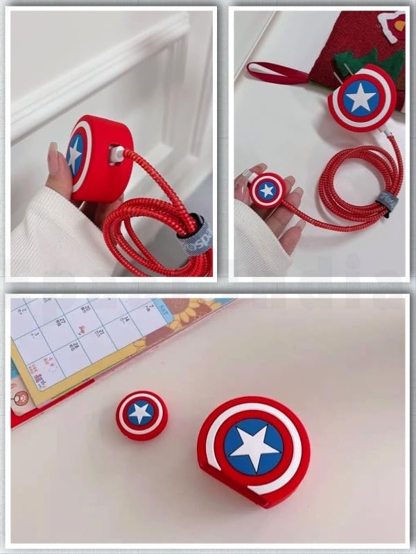 Image of J'TTON Case Cover for 18W /20W iPhone Adapter & USB-C Cable | Cute 3D Cartoon Character (Red Cap America)