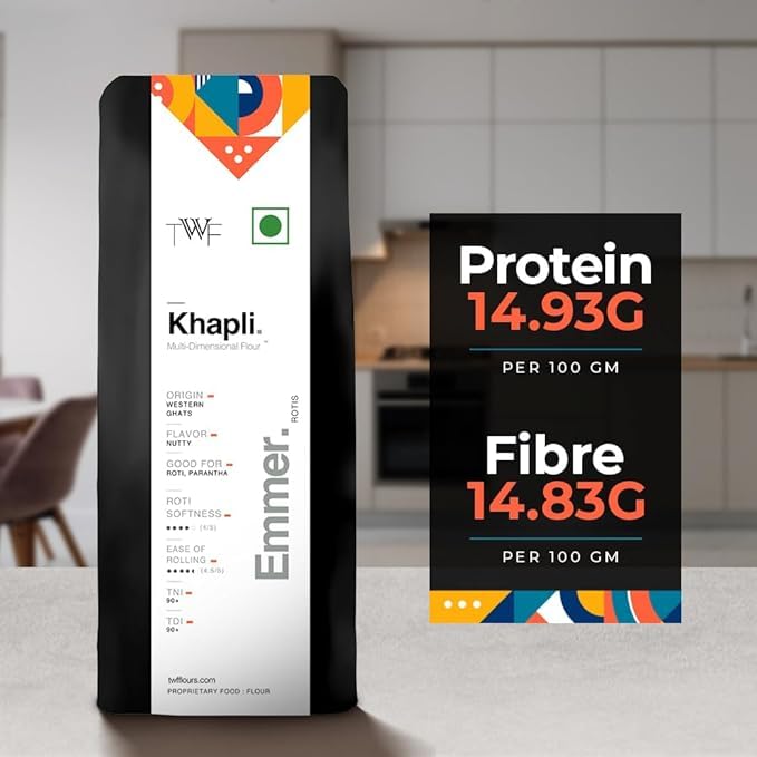 Image of TWF Stone ground Khapli Wheat Flour | 20 Kg | Clinically Certified Low GI of 39 | No Blending - 100% Khapli Atta | Diabetic-Friendly | High Fiber & Protein | Emmer Atta