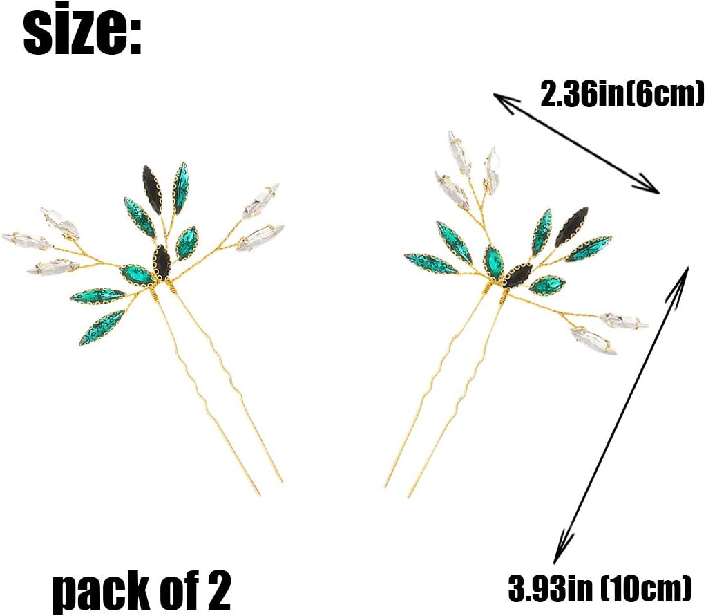 IYOU Wedding HairPin Gold Crystal Head piece Rhinestone Bride Hair pins Bridal Wedding Hair Accessories for Women and Girls(Pack of 2) - Image 5