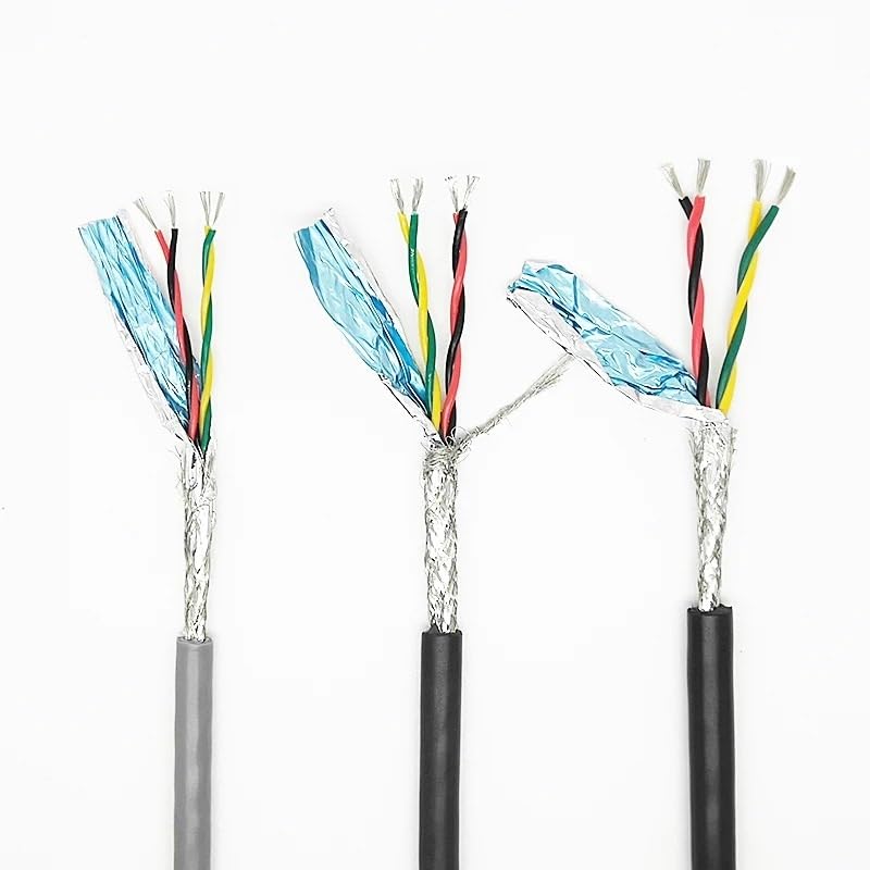2Meter RVSP Twisted Pair Shielded Cable 26/24/22/20/18AWG 2/4/6/8 Cores RS485 Signal Control Wire Tinned Copper Wire Audio Cable(4Cores 12Meters,26AWG 0.15mm2 Gray)