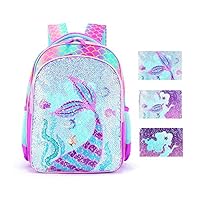 THE Crafts Reversible Sequin School Backpack Lightweight Little Kid Book Bag for Preschool Kindergarten Elementary(17\", Mermaid)