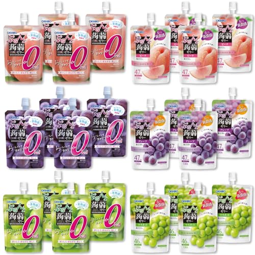 ぷるんと蒟蒻ゼリースタンディング【アソート 6種×各4個入】カロリーゼロ 白桃 巨峰 シャインマスカット、グレープ ピーチ 蜜りんご 130g 6種×各4個入 オリヒロ