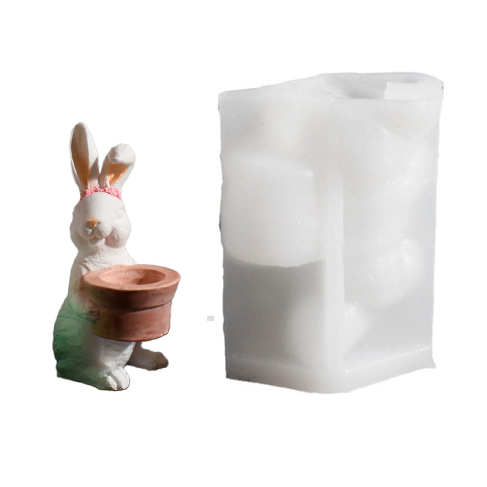 NEWFT Food Safe Silicone Rabbits Detailed Easters Decoration for Figurines and Craft Projects Food Grade Silicone