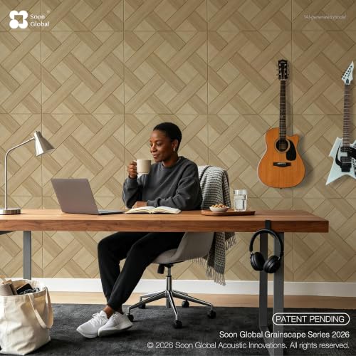 Image of Soon Global Acoustical Wall Panels, 6-Piece 23.62 X 23.62 Inches Art Acoustic Panels, Decorative Acoustic Panels, Acoustic Wall Panels, Sound Absorbing Wall Art, Cedral Arc