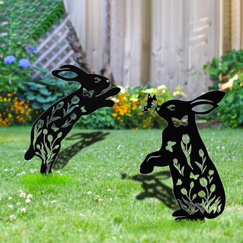 Lebsitey DEC1225 Metal Rabbit Stakes Rabbit Decorative Garden Stakes thumb #4