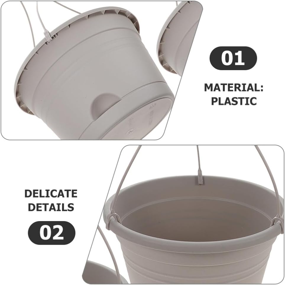 Yardwe 2pcs Plastic Hanging Planter Outdoor Pot Plant Pots Hanging Pot with Hook