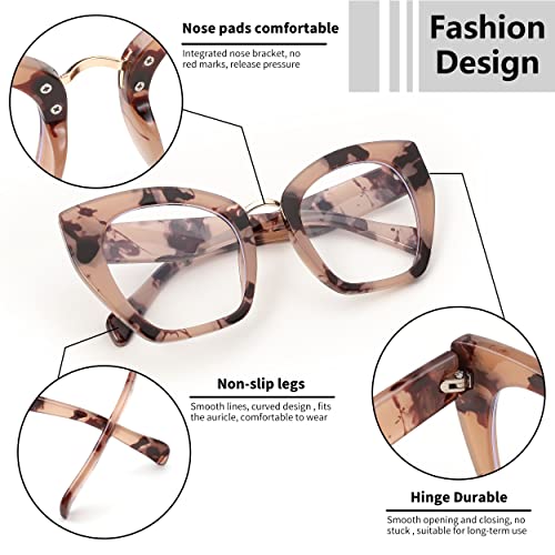 Image of FEISEDY Oversized Blue Light Blocking Glasses Retro Cateye Computer Glasses for Women B4107