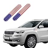 2PCS USA American Metal Flag Auto Fender Emblem, 3D Metal Adhesive Car Badge, American Flag Decal Emblem Sticker, USA Flag Decal for Auto SUV Truck Motorcycle Bumper Window Fender Accessories (Red)