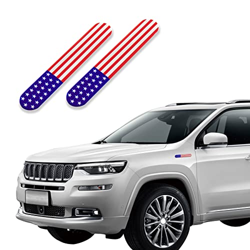 Image of deemars 2PCS 3D Metal American Flag Decal, Black USA Flag Emblem Sticker, 6 inch x 1 inch Patriotic USA US Flag Car Decals Bumper Stickers for for Car, Truck, SUV, Motorcycle