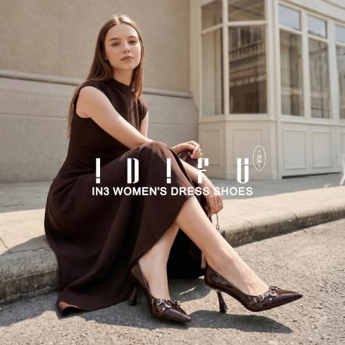 Image of IDIFU Kitten Heels Pumps Closed Pointed Toe Dress Shoes for Women