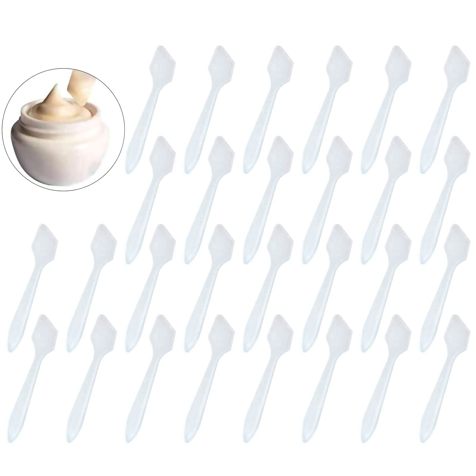 200 Pcs Disposable Facial Cream Spatulas Makeup Mask Tip Scoops Plastic Facial Cream Mask Tip Spatulas for Mixing and Sampling Cosmetics