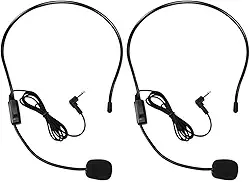 2 peças de microfone fone de ouvido, boom flexível com fio para amplificador de voz, conector de 3,5 mm fone de ouvido para cantar, falar, professores, treinadores, apresentações, idosos e mais
